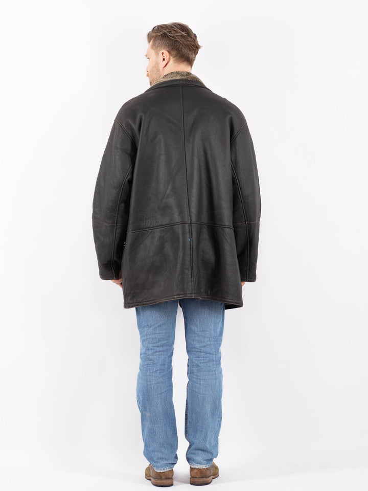 Vintage 90's Men Sheepskin Coat in BlackZ1409