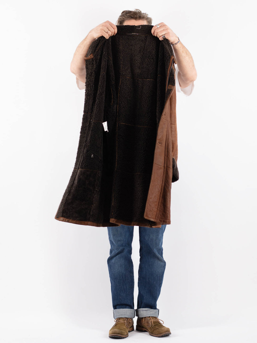 Vintage 00's Men Sheepskin Coat in BrownZ1520
