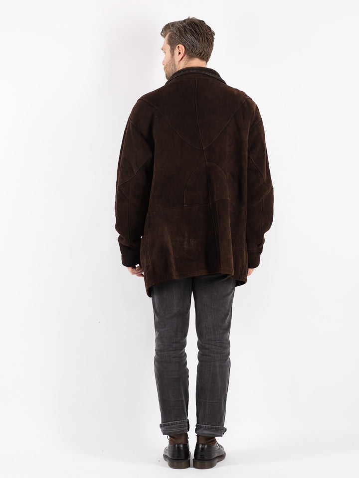 Vintage 90's Men Sheepskin Coat in Brown