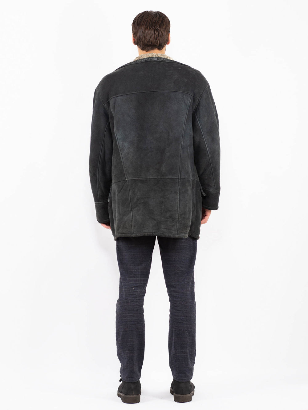 Vintage 90's Men Sheepskin Coat in BlackZ2380