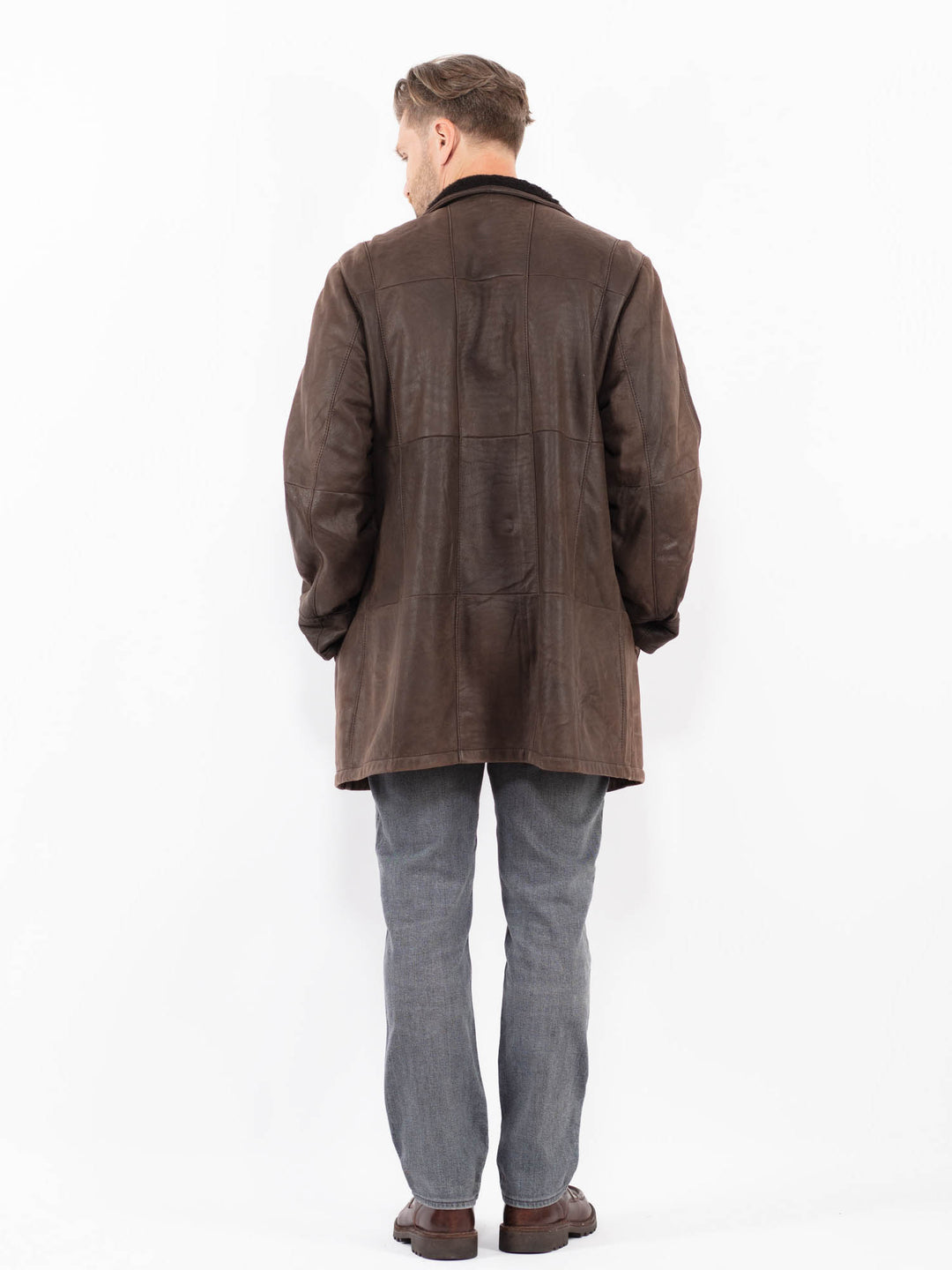 Vintage 90's Men Sheepskin Coat in BrownZ2067