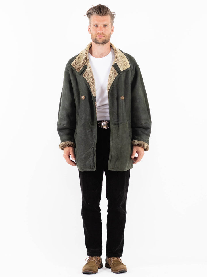 Vintage 80's Men Sheepskin Coat in GreenZ18466