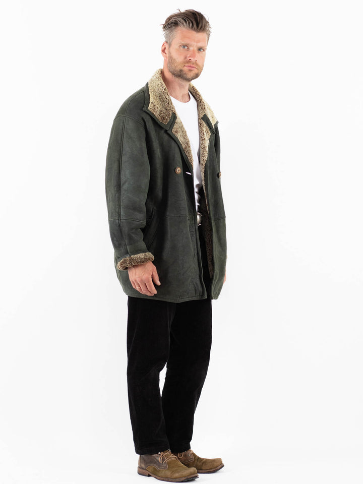Vintage 80's Men Sheepskin Coat in GreenZ18466