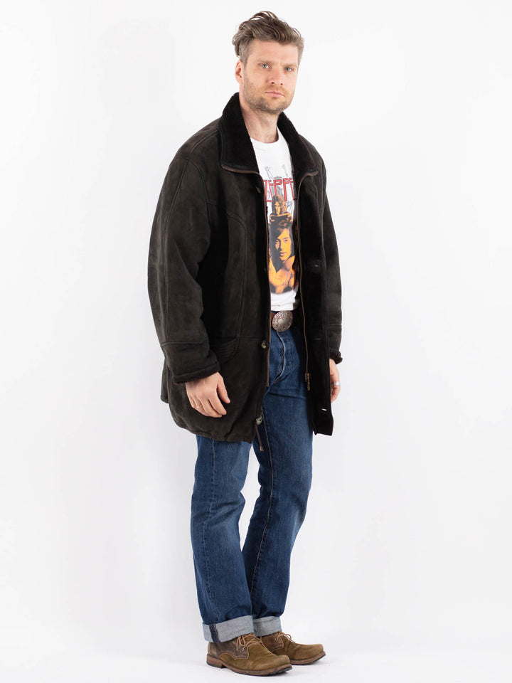 Vintage 90's Men Sheepskin Coat in GrayZ1530