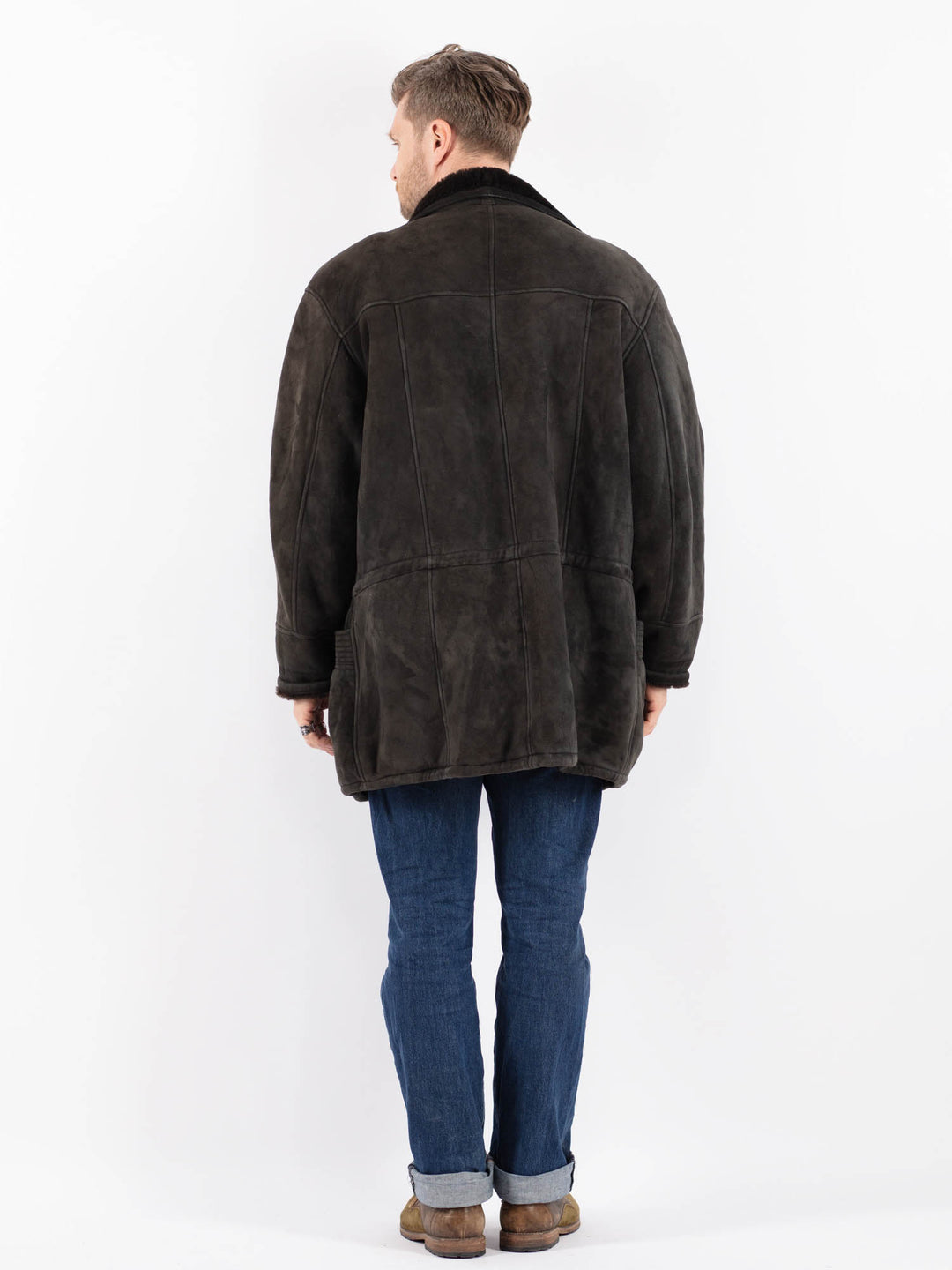 Vintage 90's Men Sheepskin Coat in GrayZ1530