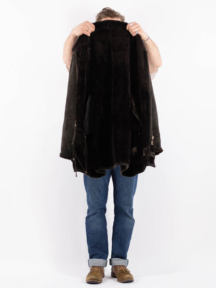 Vintage 90's Men Sheepskin Coat in GrayZ1530