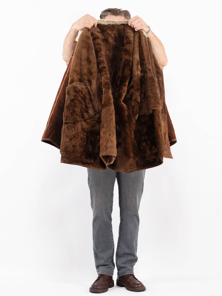 Vintage 90's Men Sheepskin Coat in BrownZ2113