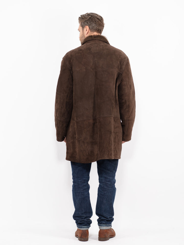 Vintage 90's Men Sheepskin Shearling Coat in BrownZ2721