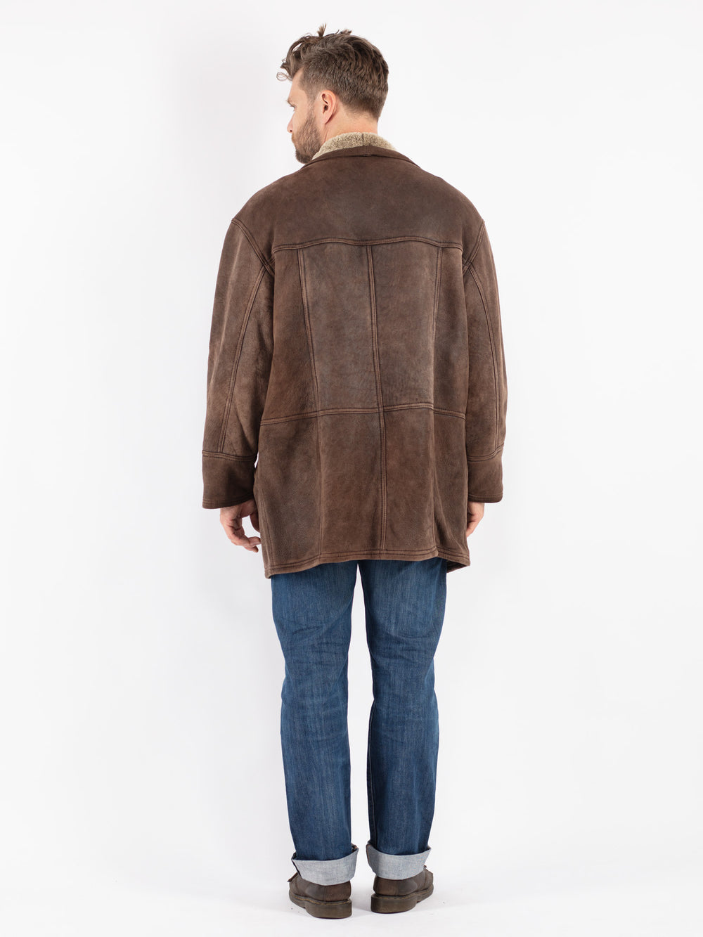 Vintage 90's Men Sheepskin Coat in Brown