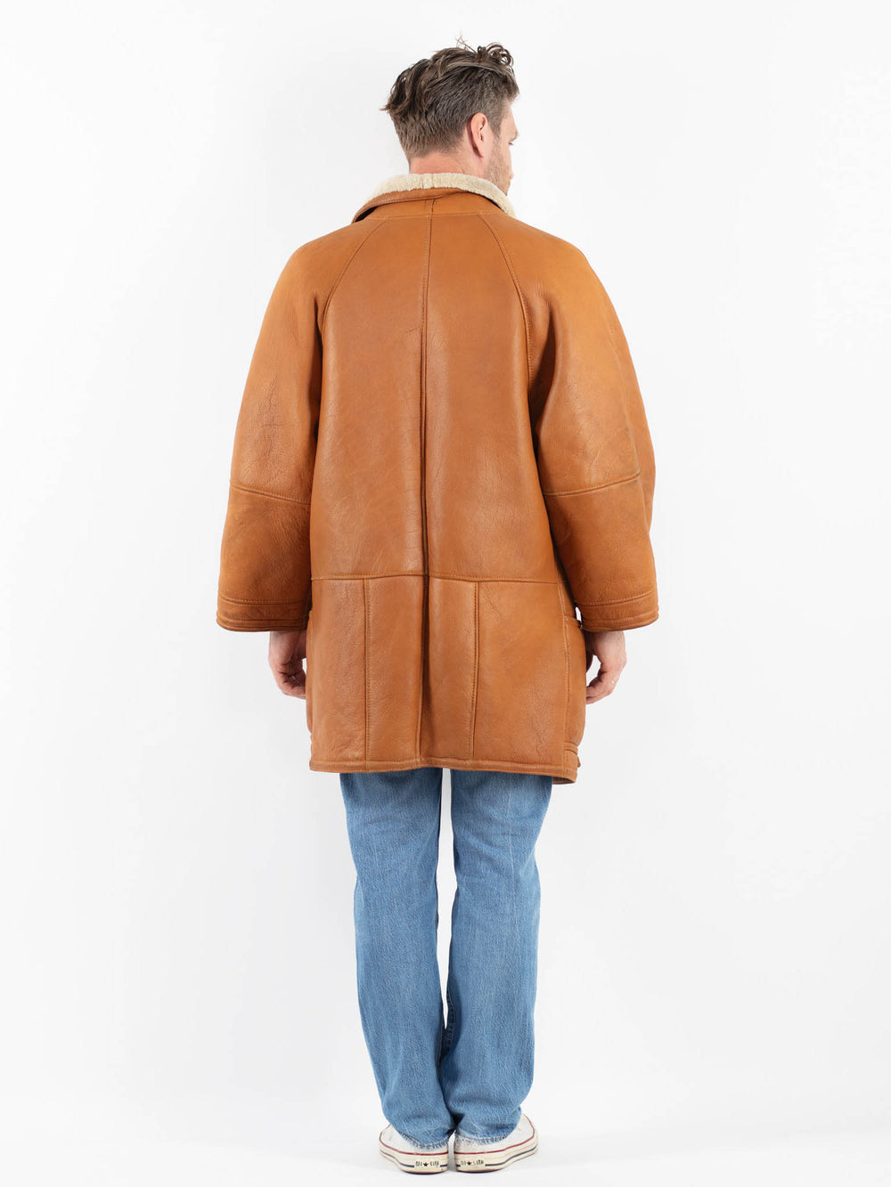 Vintage 90's Men Sheepskin Coat in BrownZ1790