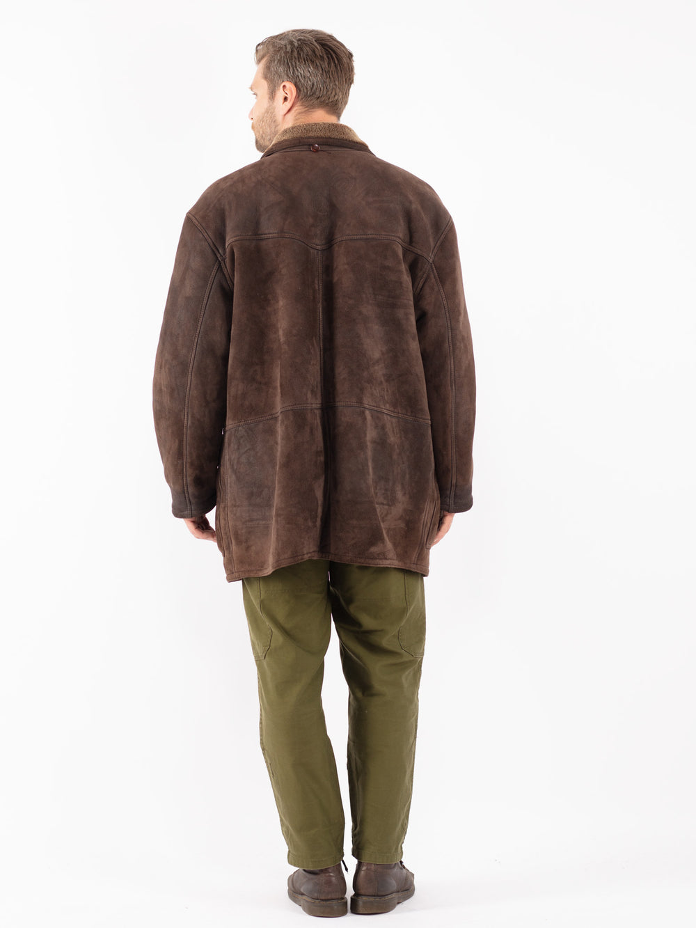 Vintage 90's Men Sheepskin Coat in Brown