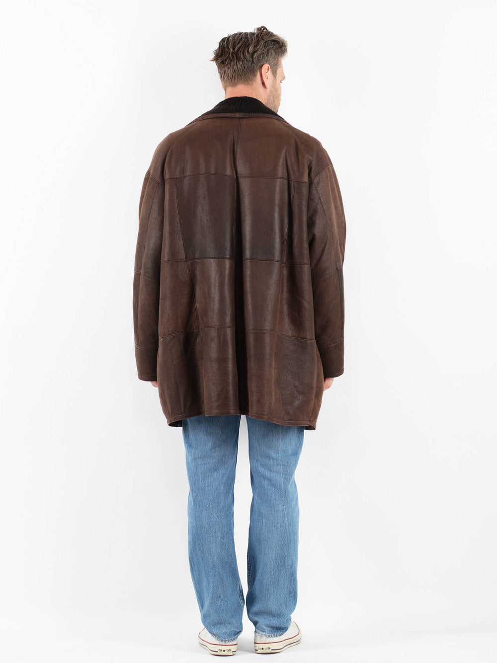 Vintage 90's Men Sheepskin Coat in BrownZ1805