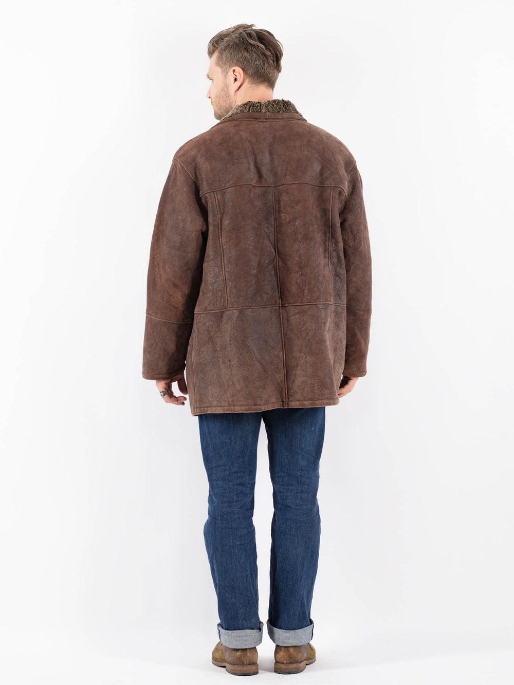 Vintage 90's Men Sheepskin Coat in BrownZ1580