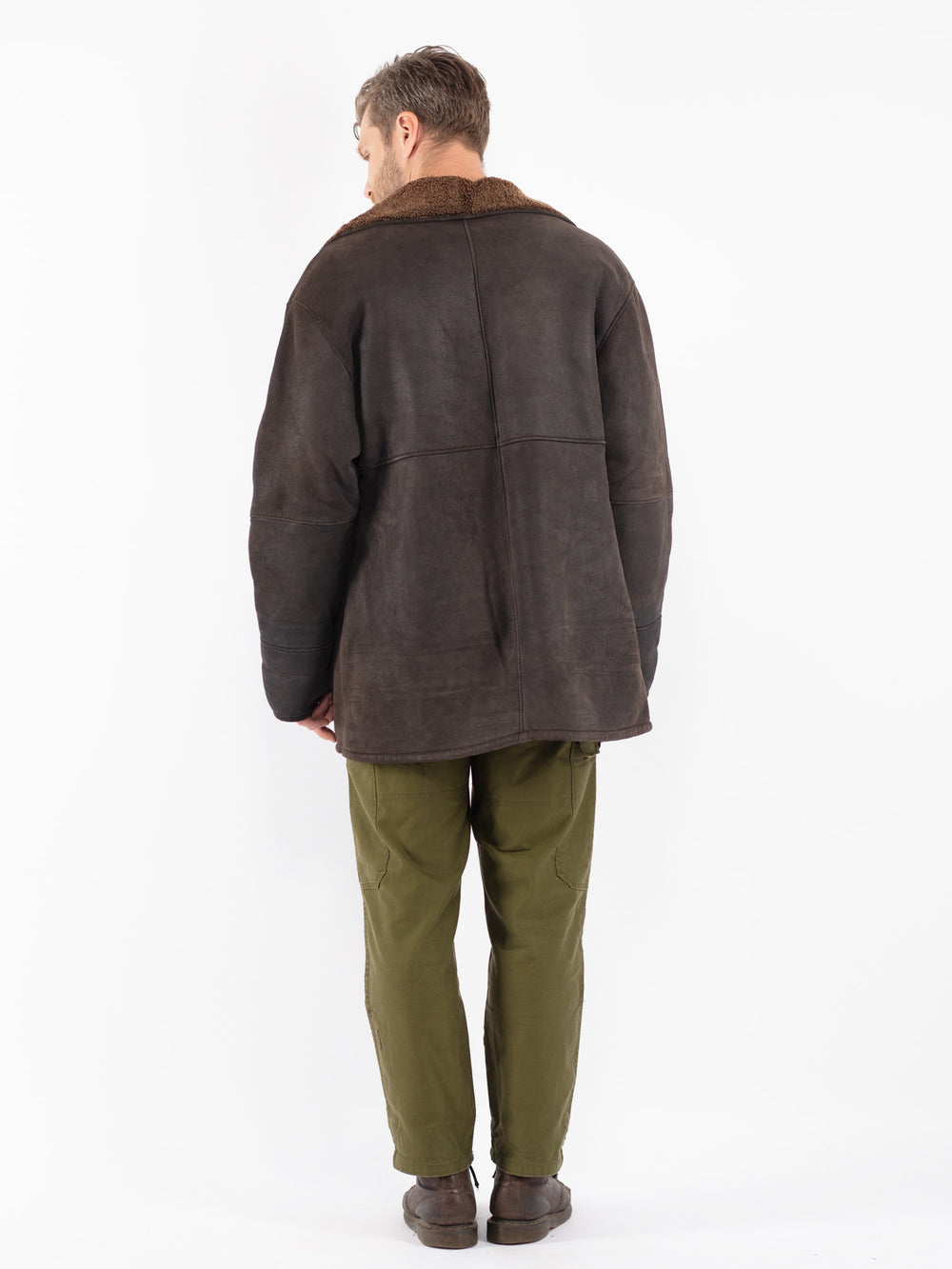 Vintage 90's Men Sheepskin Coat in Black