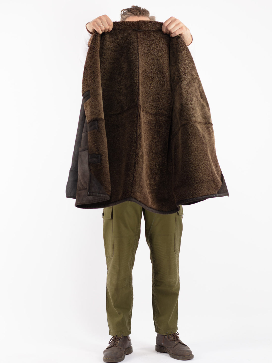 Vintage 90's Men Sheepskin Coat in Black