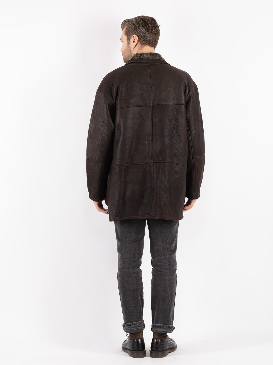 Vintage 90's Men Sheepskin Coat in BrownZ262