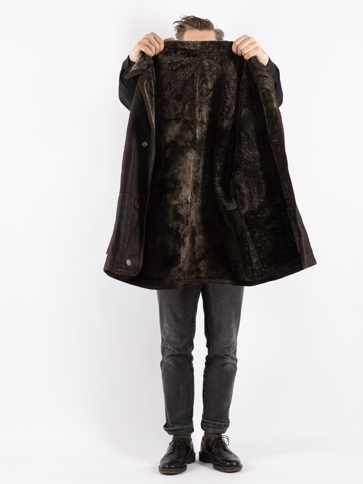 Vintage 90's Men Sheepskin Coat in BrownZ262