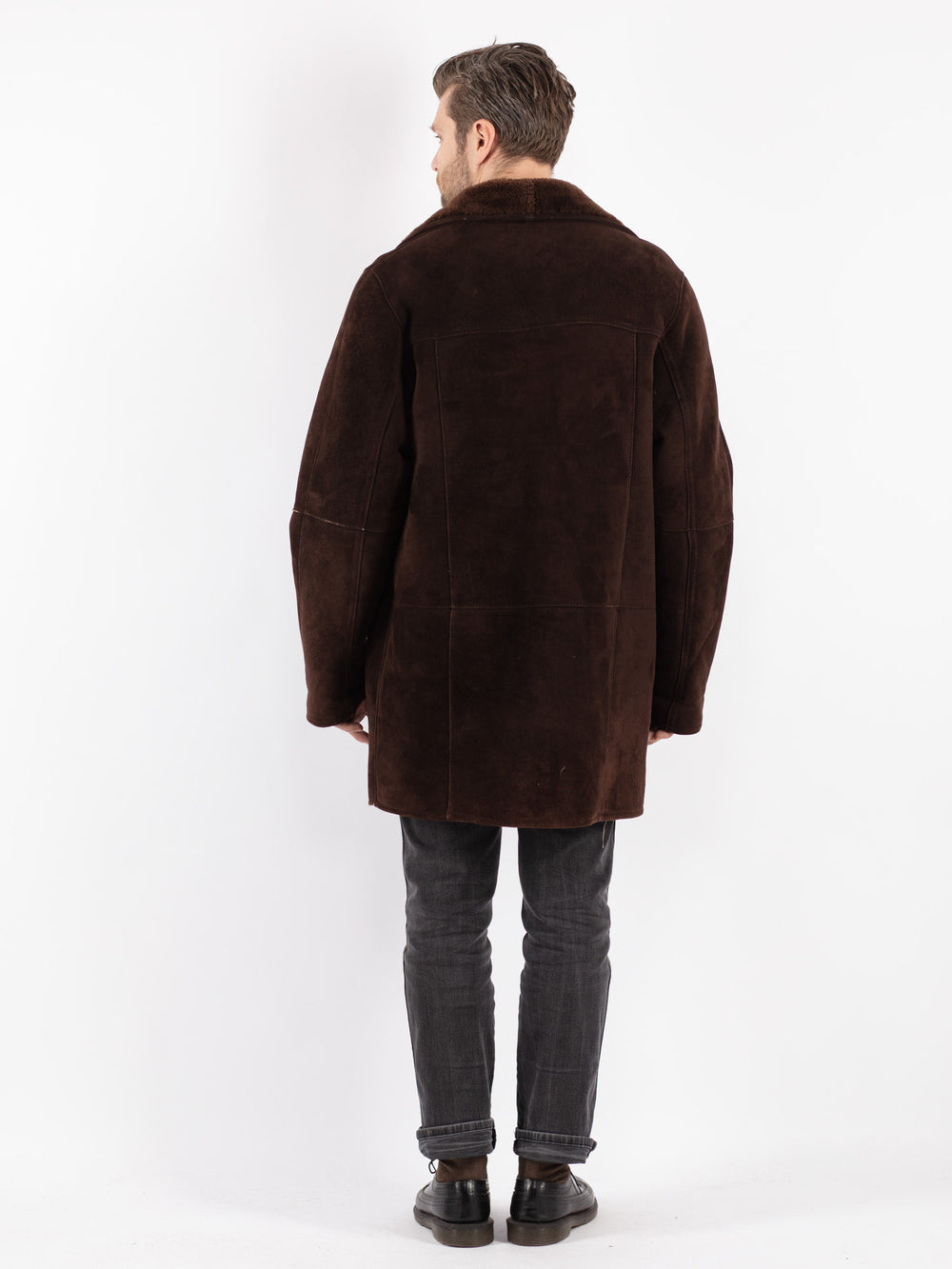 Vintage 90's Men Sheepskin Coat in Brown