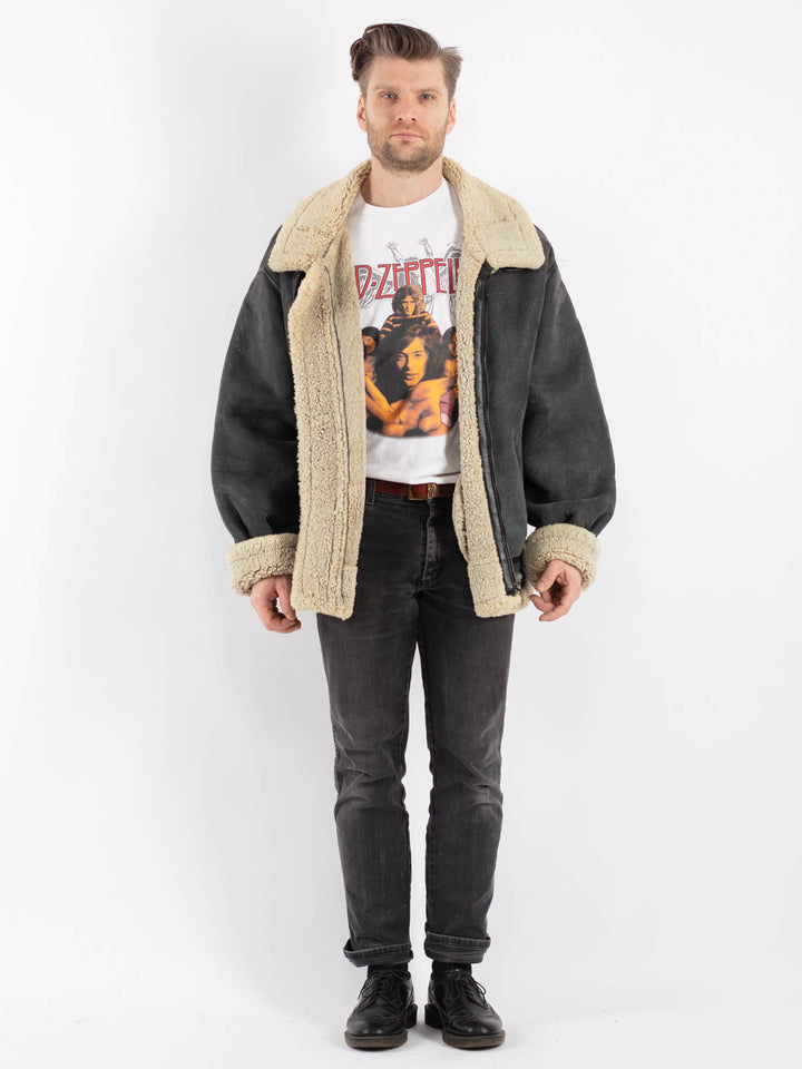 Vintage 80's Men Sheepskin in GrayZ436