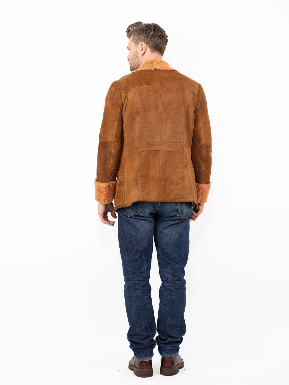 Vintage 90's Men Sheepskin Jacket in BrownZ2568