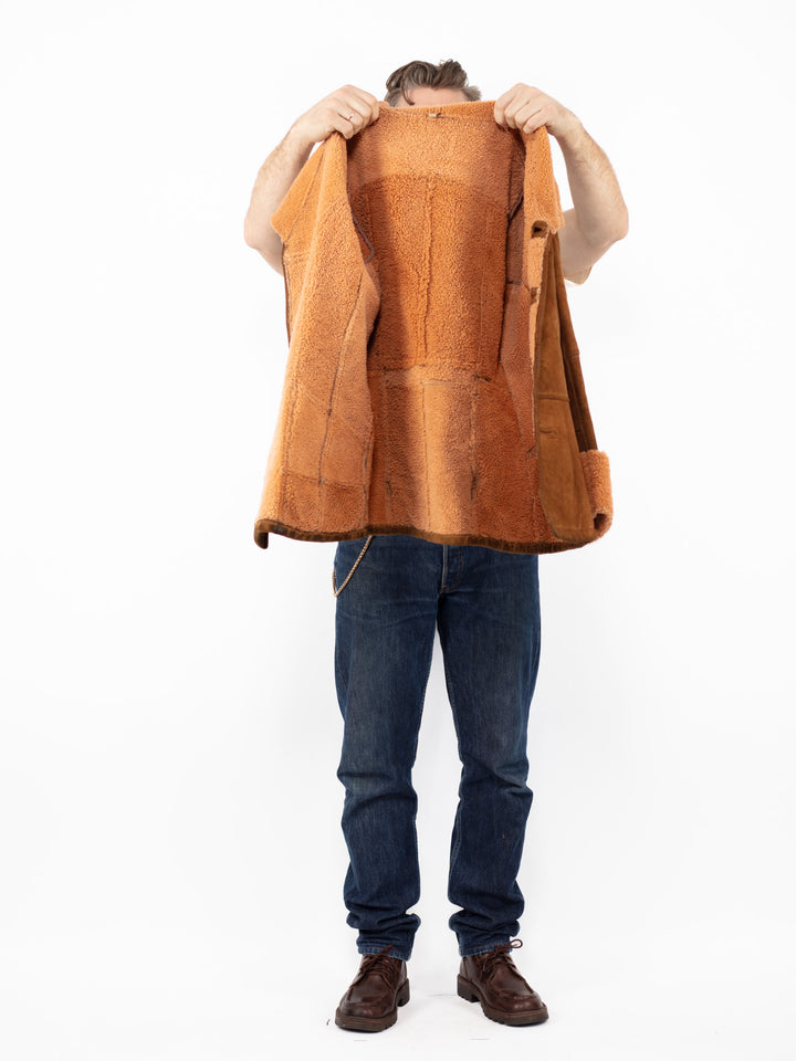 Vintage 90's Men Sheepskin Jacket in BrownZ2568