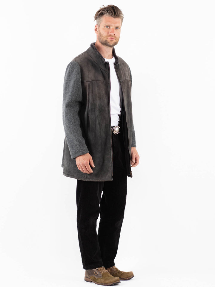 Vintage 90's Men Sheepskin Jacket in GrayZ1869