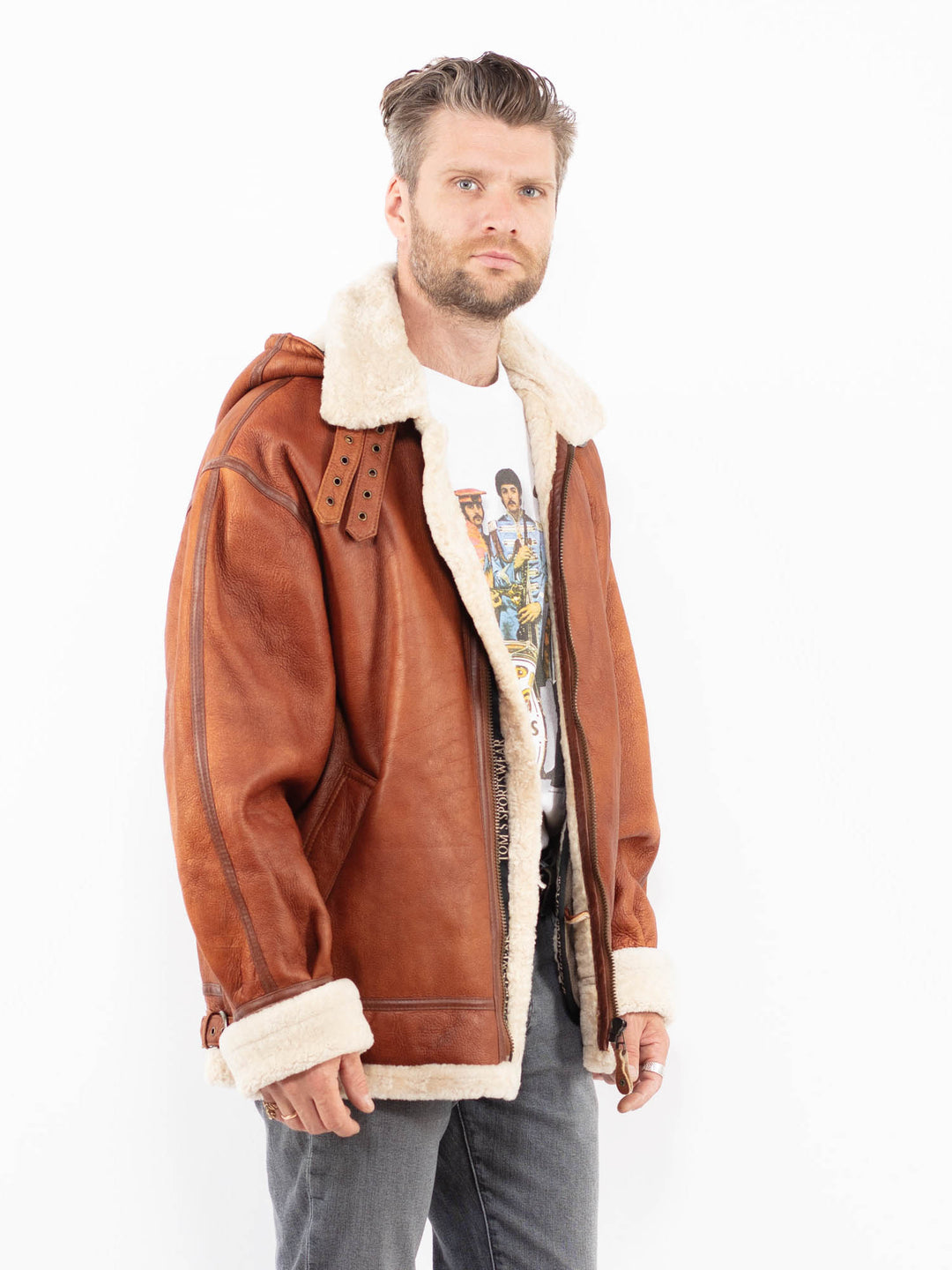 Vintage 90's Men Sheepskin in BrownZ1995