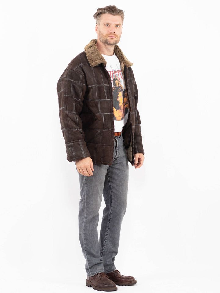 Vintage 90's Men Sheepskin Jacket in BrownZ2136