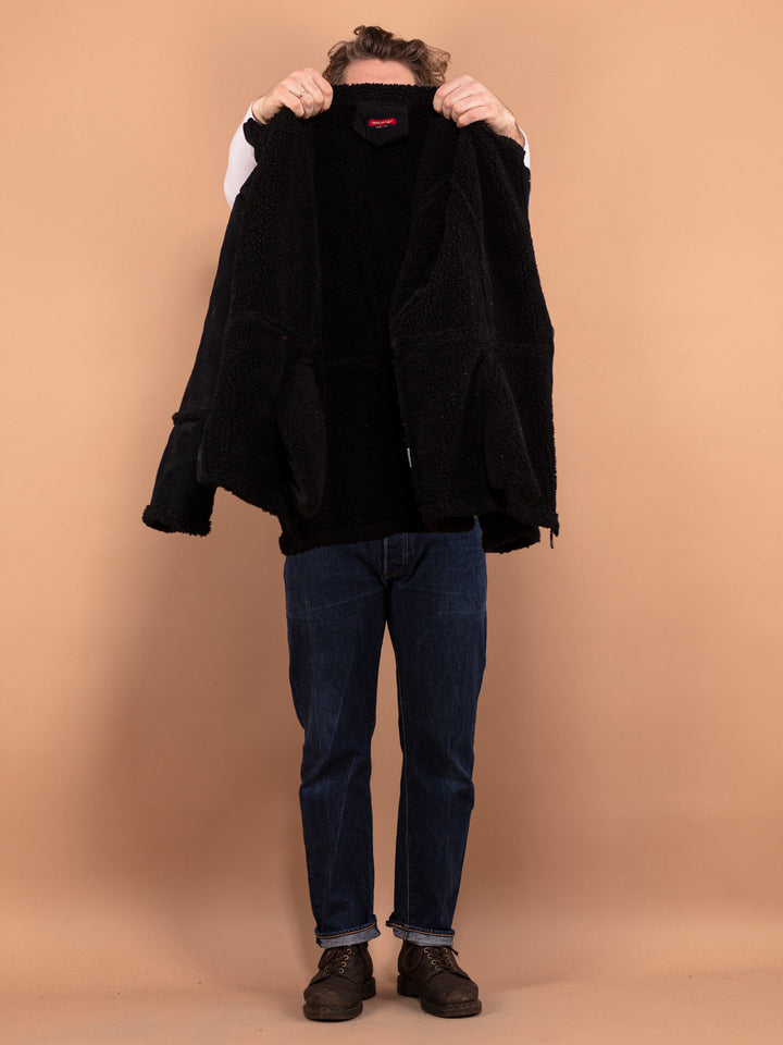 Vintage 90's Men Sherpa Bomber Jacket in Black - NorthernGrip