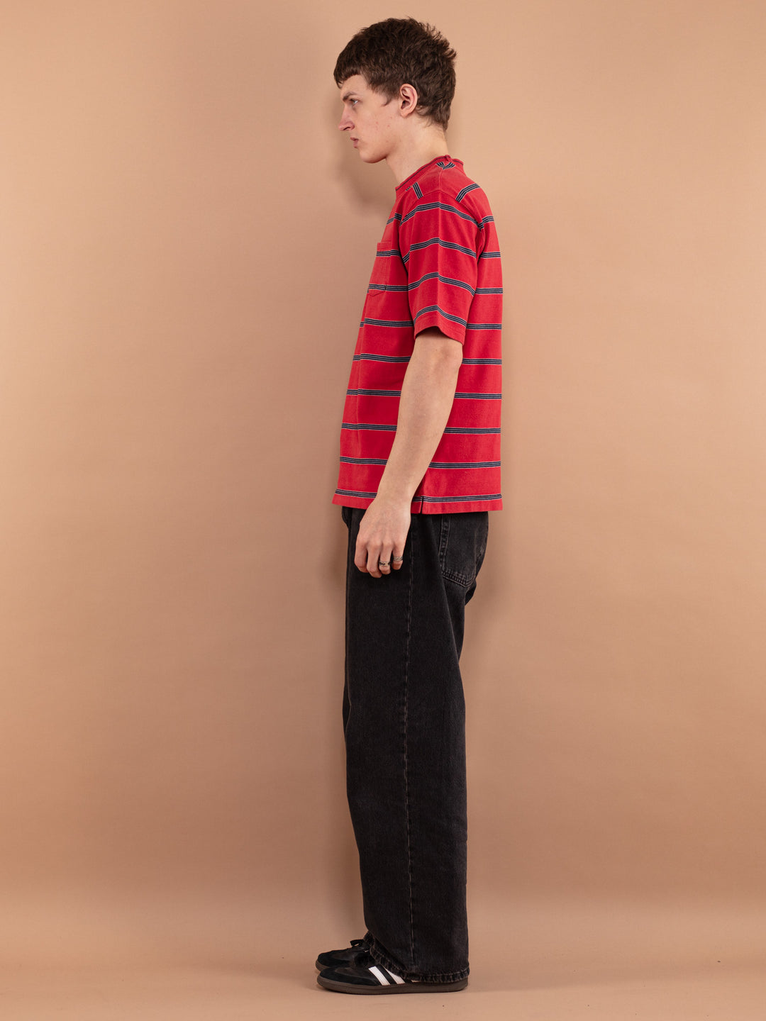 Vintage 90's Men Striped T-shirt - NorthernGrip