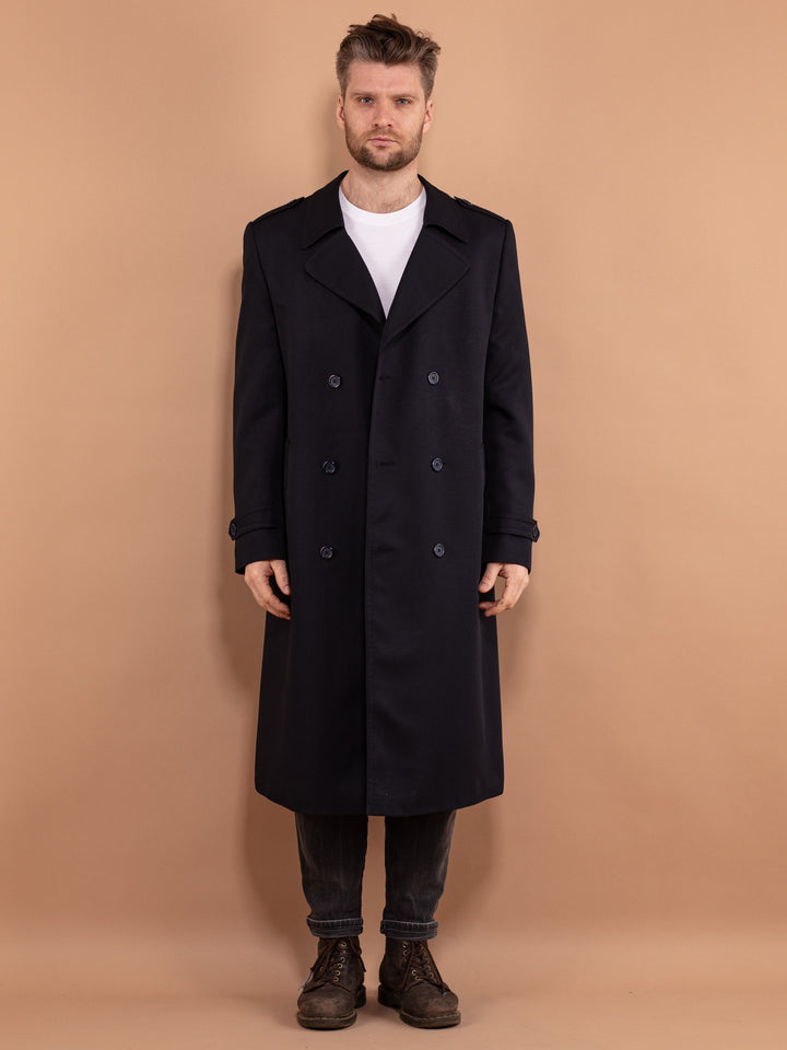 Vintage 90's Men Trench Coat in Blue - NorthernGrip