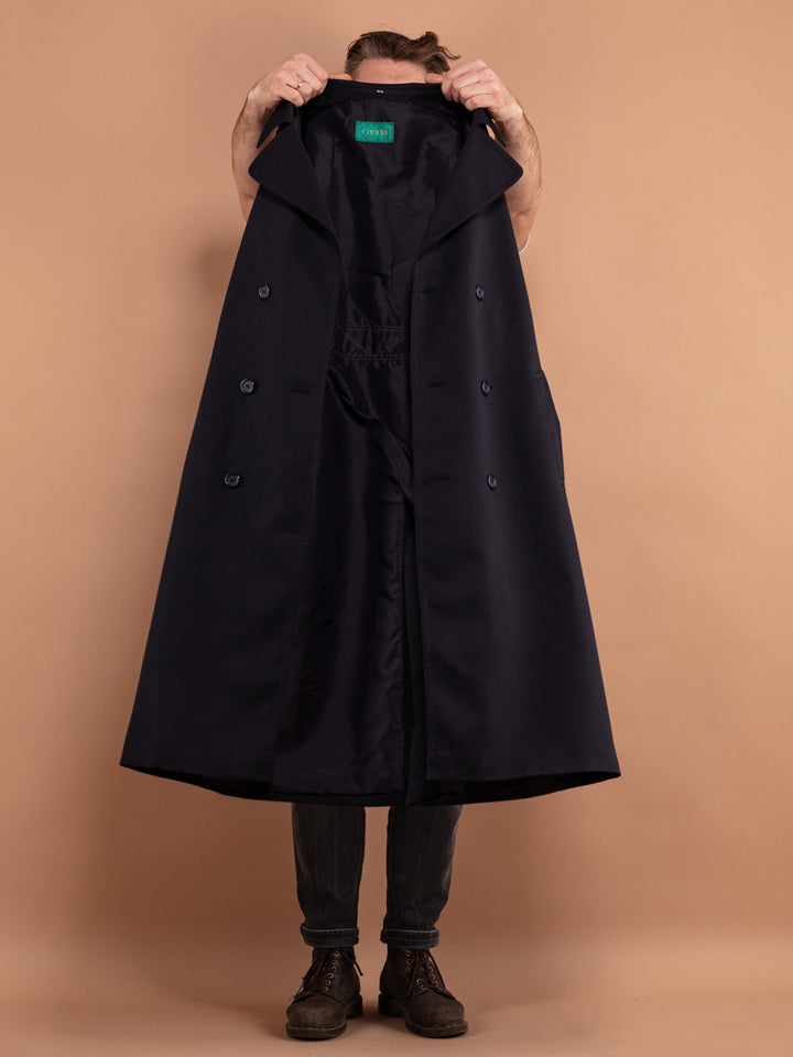 Vintage 90's Men Trench Coat in Blue - NorthernGrip