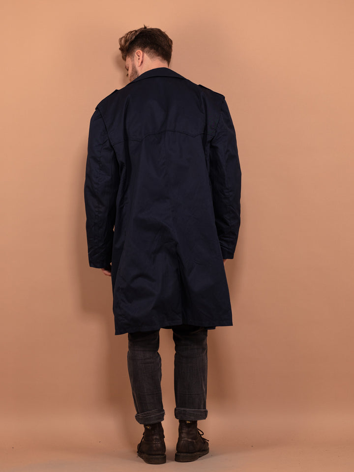 Vintage 90's Men Trench Coat in Blue - NorthernGrip