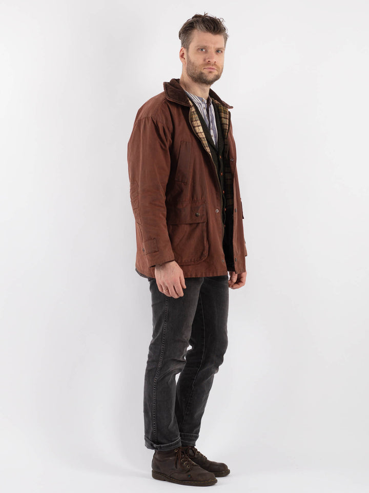 Vintage 90's Men Waxed Canvas Jacket in Brown - NorthernGrip