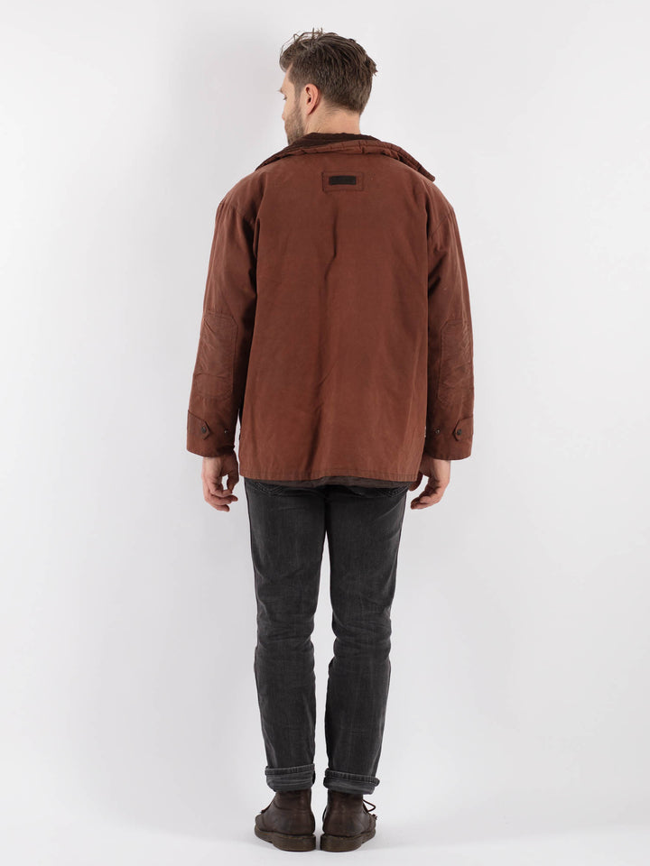 Vintage 90's Men Waxed Canvas Jacket in Brown - NorthernGrip