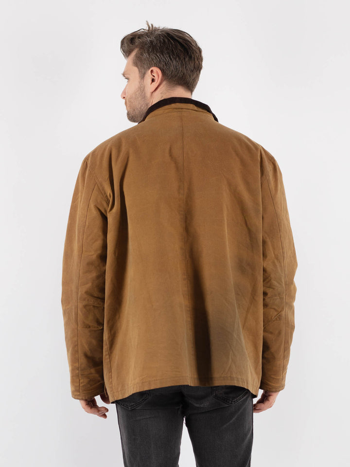 Vintage 90's Men Waxed Canvas Jacket in Brown - NorthernGrip