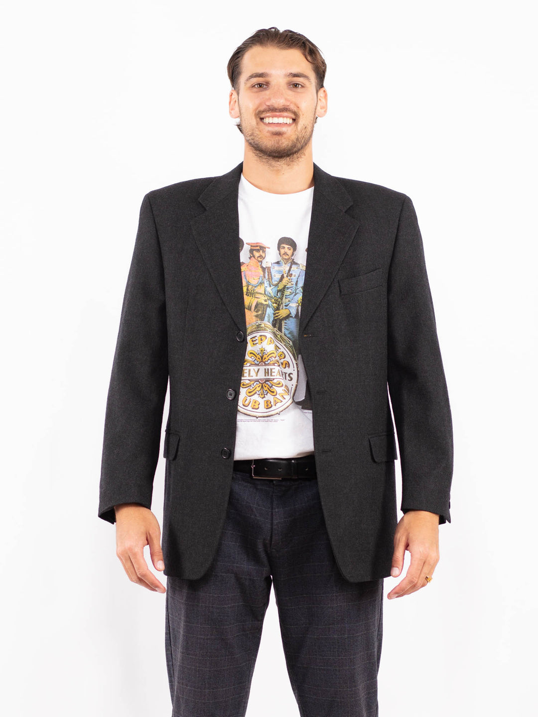 Vintage 90's Men Wool Blazer in GrayZ2189