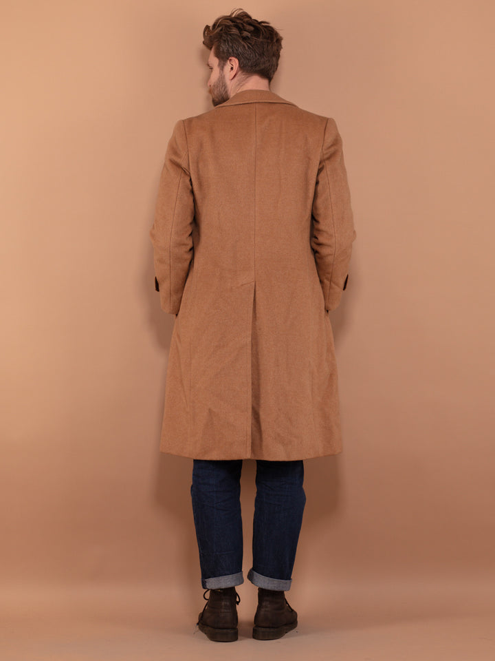 Vintage 90's Men Wool Blend Coat in Beige - NorthernGrip