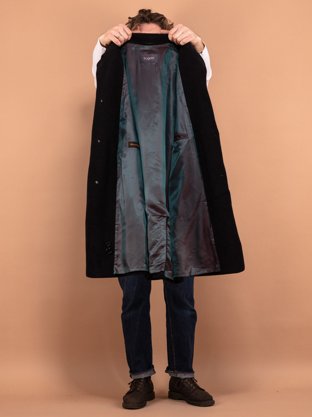 Vintage 90's Men Wool Blend Coat in Dark Gray - NorthernGrip