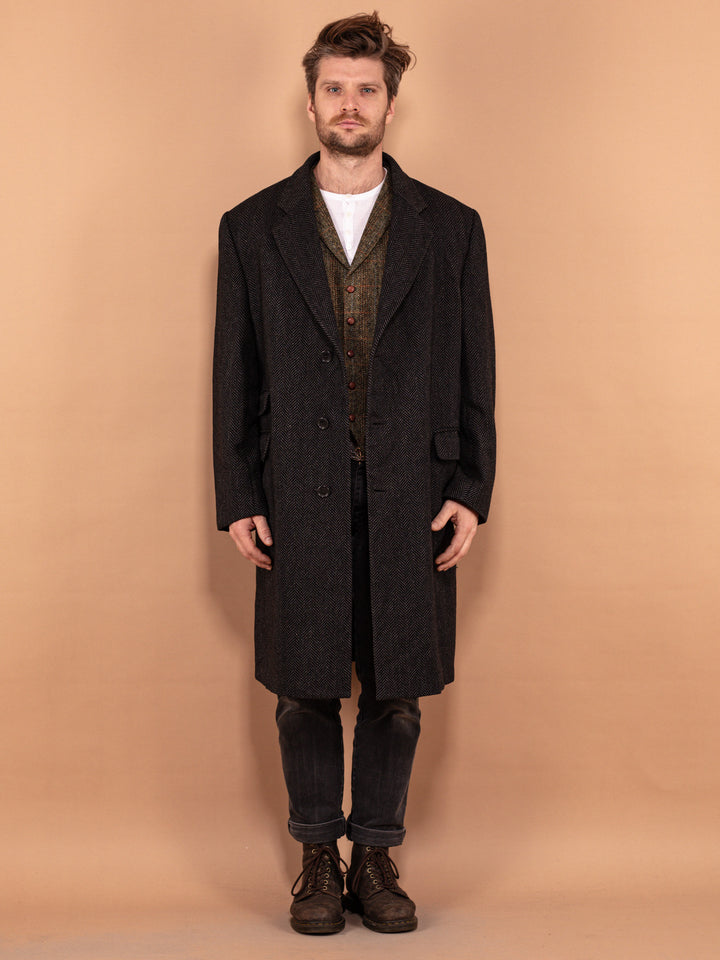 Vintage 90's Men Wool Blend Coat in Gray - NorthernGrip