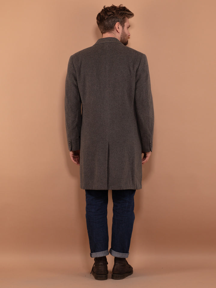 Vintage 90's Men Wool Coat in Grey - NorthernGrip