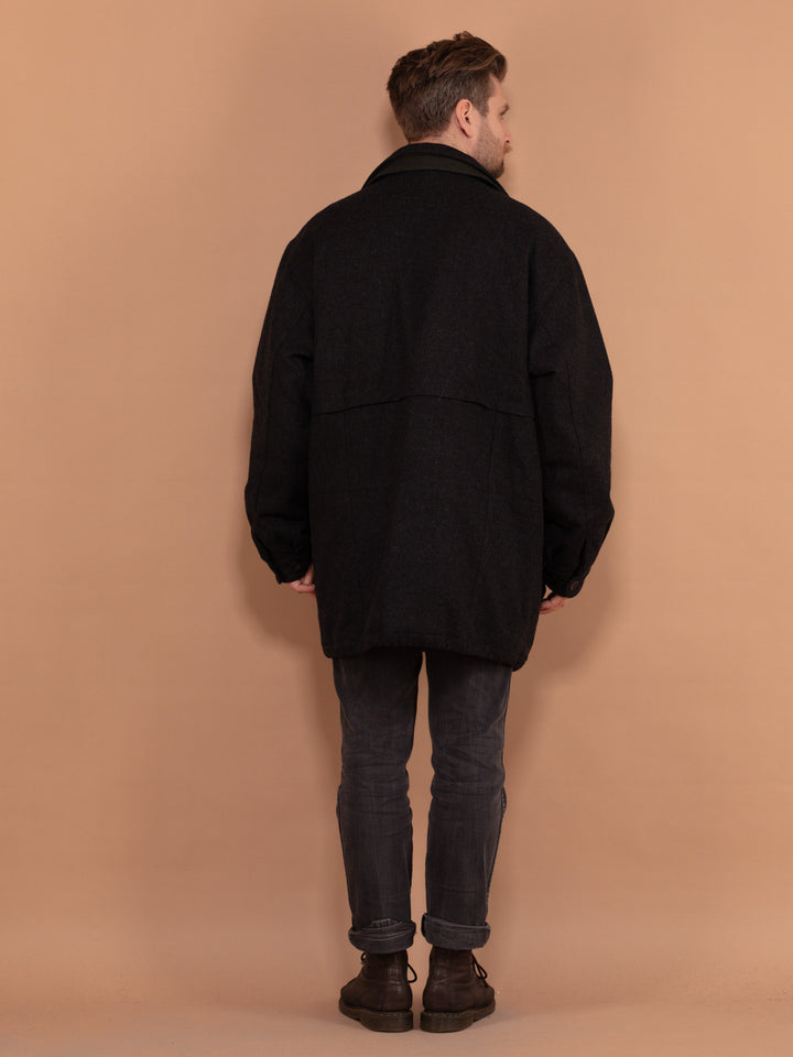 Vintage 90's Men Wool Blend Coat in Dark Gray - NorthernGrip