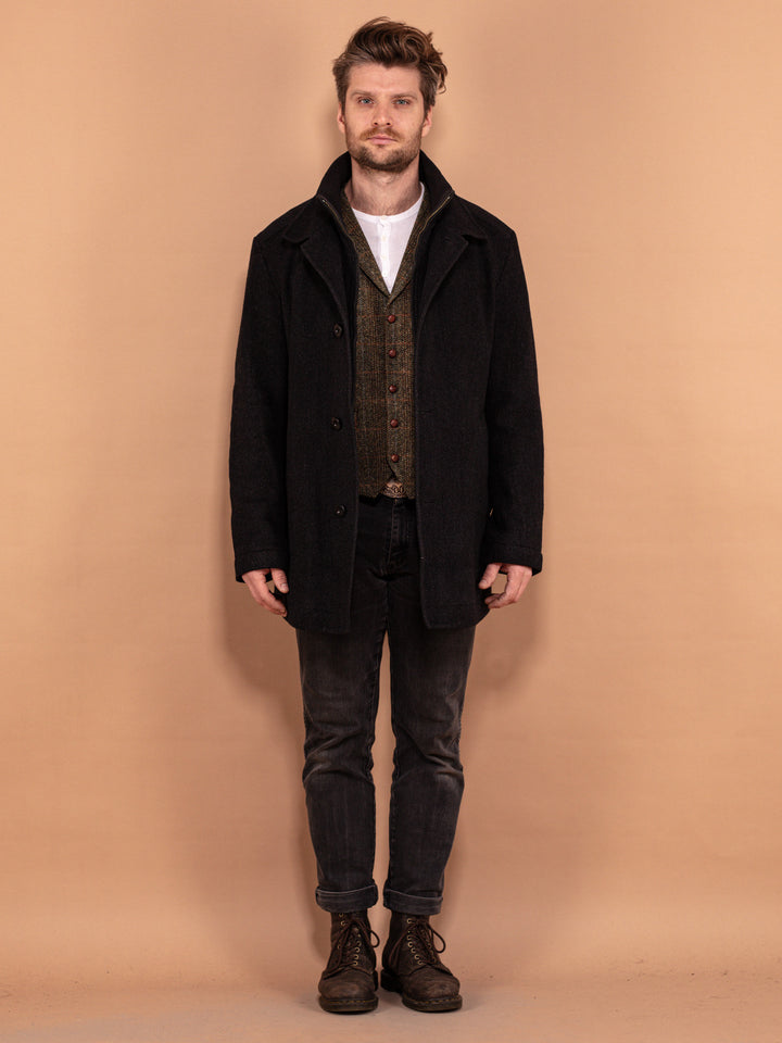 Vintage 90's Men Wool Blend Parka Coat in Gray - NorthernGrip