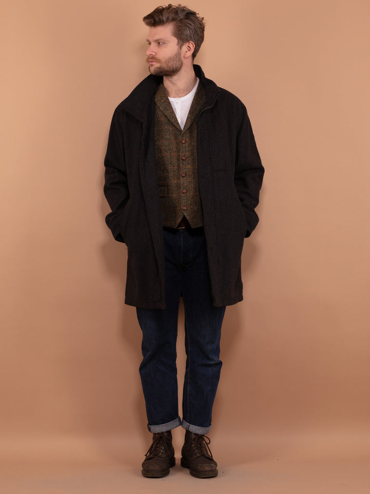 Vintage 90's Men Wool Blend Parka Coat in Gray - NorthernGrip