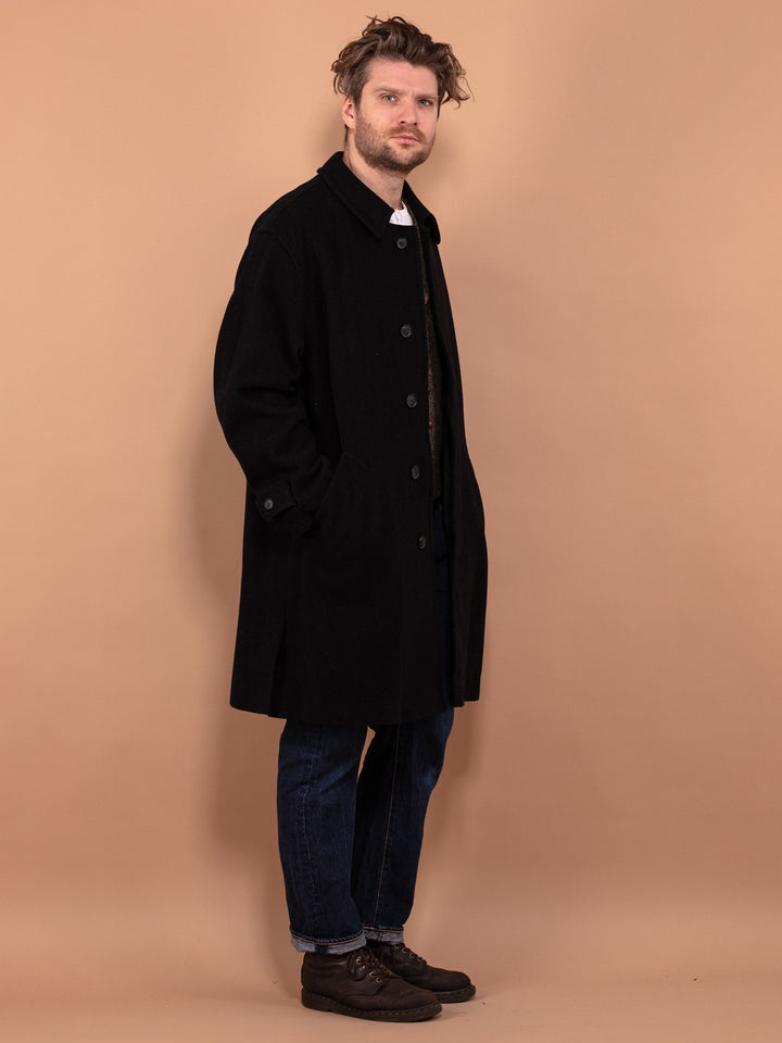 Vintage 90's Men Wool and Cashmere Coat in Gray - NorthernGrip