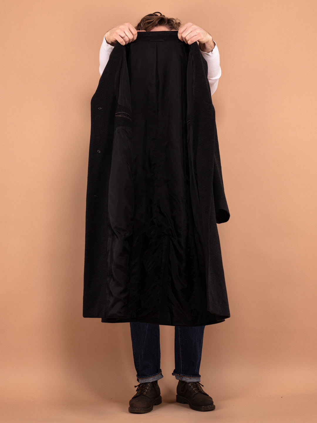 Vintage 90's Men Wool and Cashmere Coat in Gray - NorthernGrip