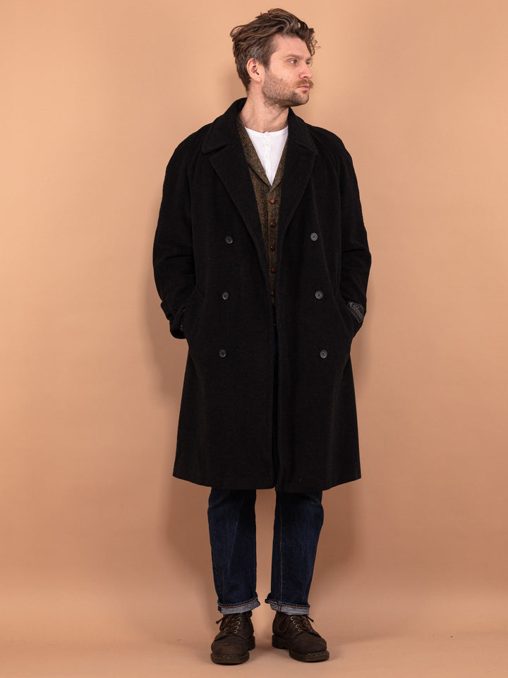 Vintage 90's Men Wool and Cashmere Coat in Gray - NorthernGrip