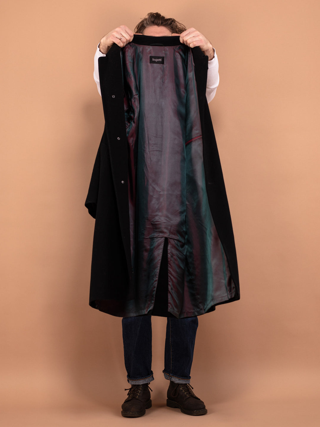 Vintage 90's Men Wool and Cashmere Overcoat in Black - NorthernGrip