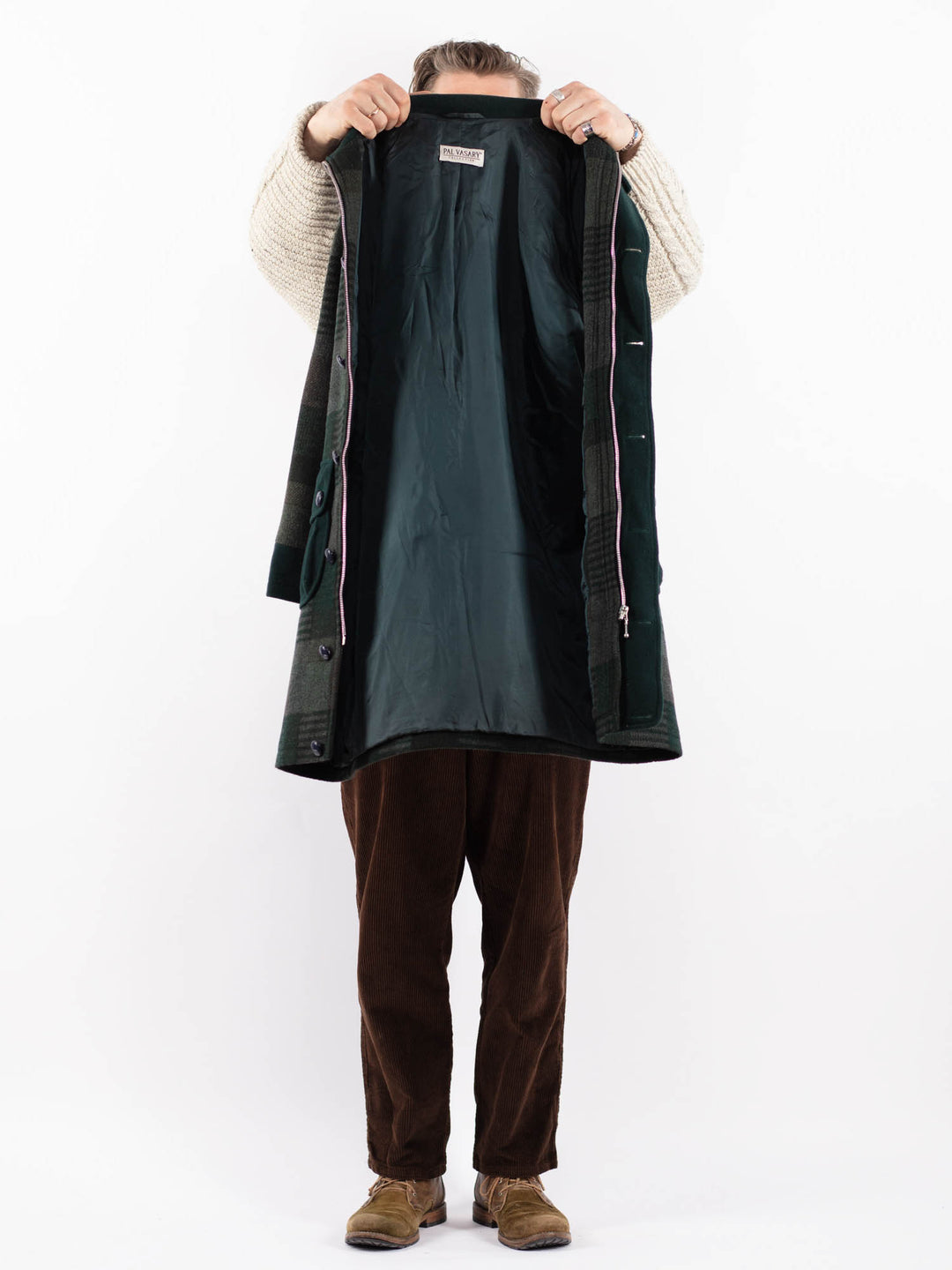 Vintage 90's Men Wool Blend Coat in GreenZ1626