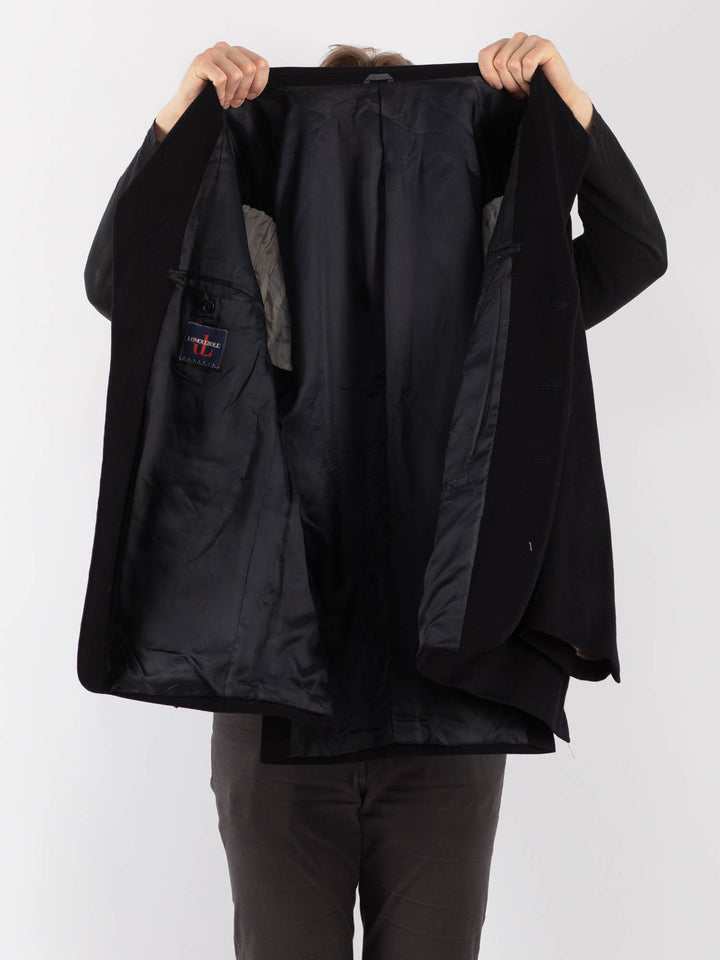 Vintage 90's Men Wool Blazer Jacket in Black